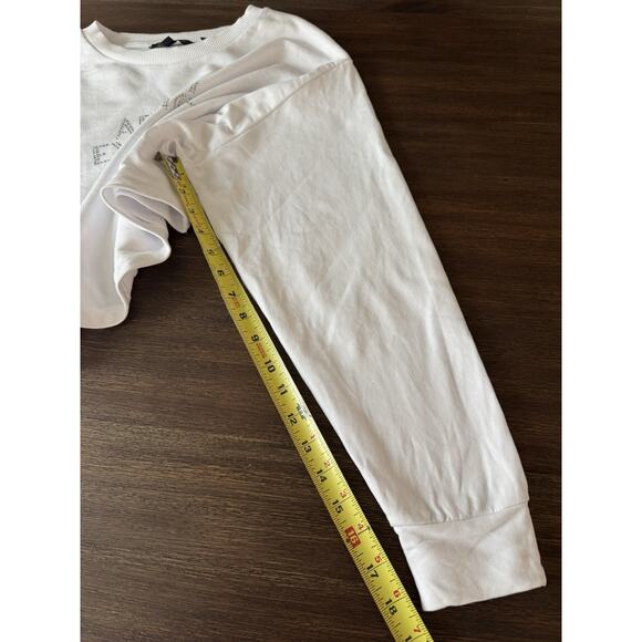 Armani Exchange Crop Sweatshirt White Crystal Rhinestone Spellout XS - Picture 8 of 9